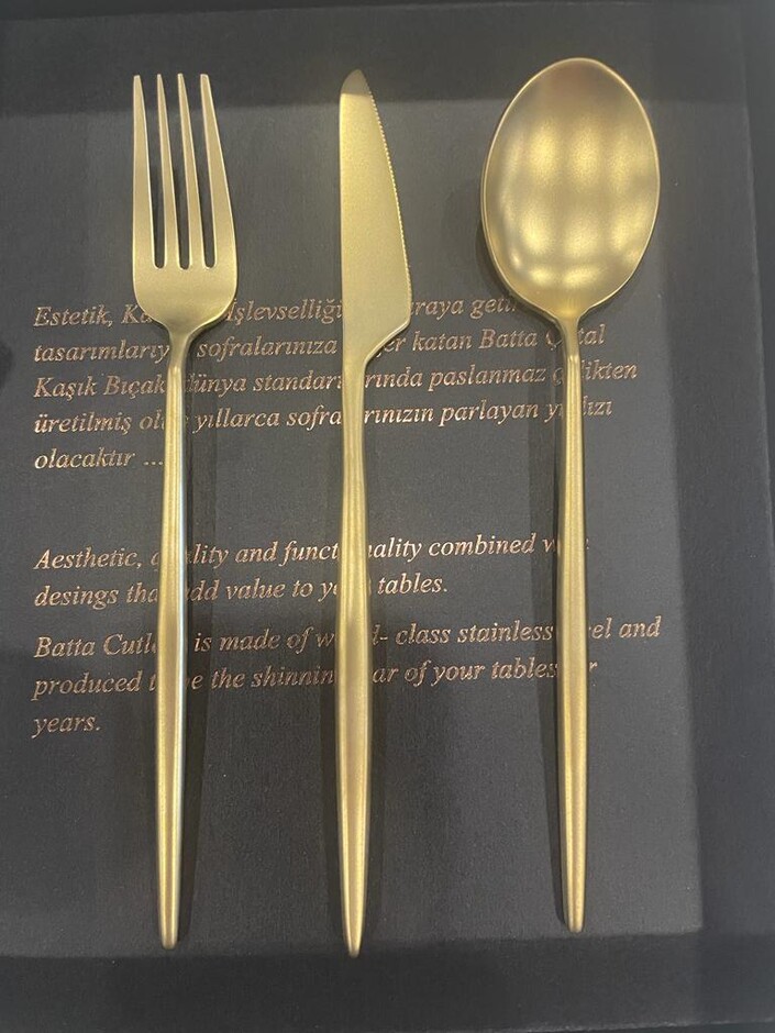 Batta Mahila 8000 Titanyum Mat Gold 72 Parça Çatal Kaşık Bıçak Takımı