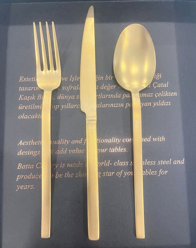 Batta Mahila 8100 Titanyum Mat Gold 42 Parça Çatal Kaşık Bıçak Takımı
